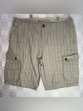 BC Clothing Men's Tan Plaid Cargo Shorts